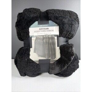 Life Comfort Artisan Mixed Yarn Throw 60" X 70" Luxury Black